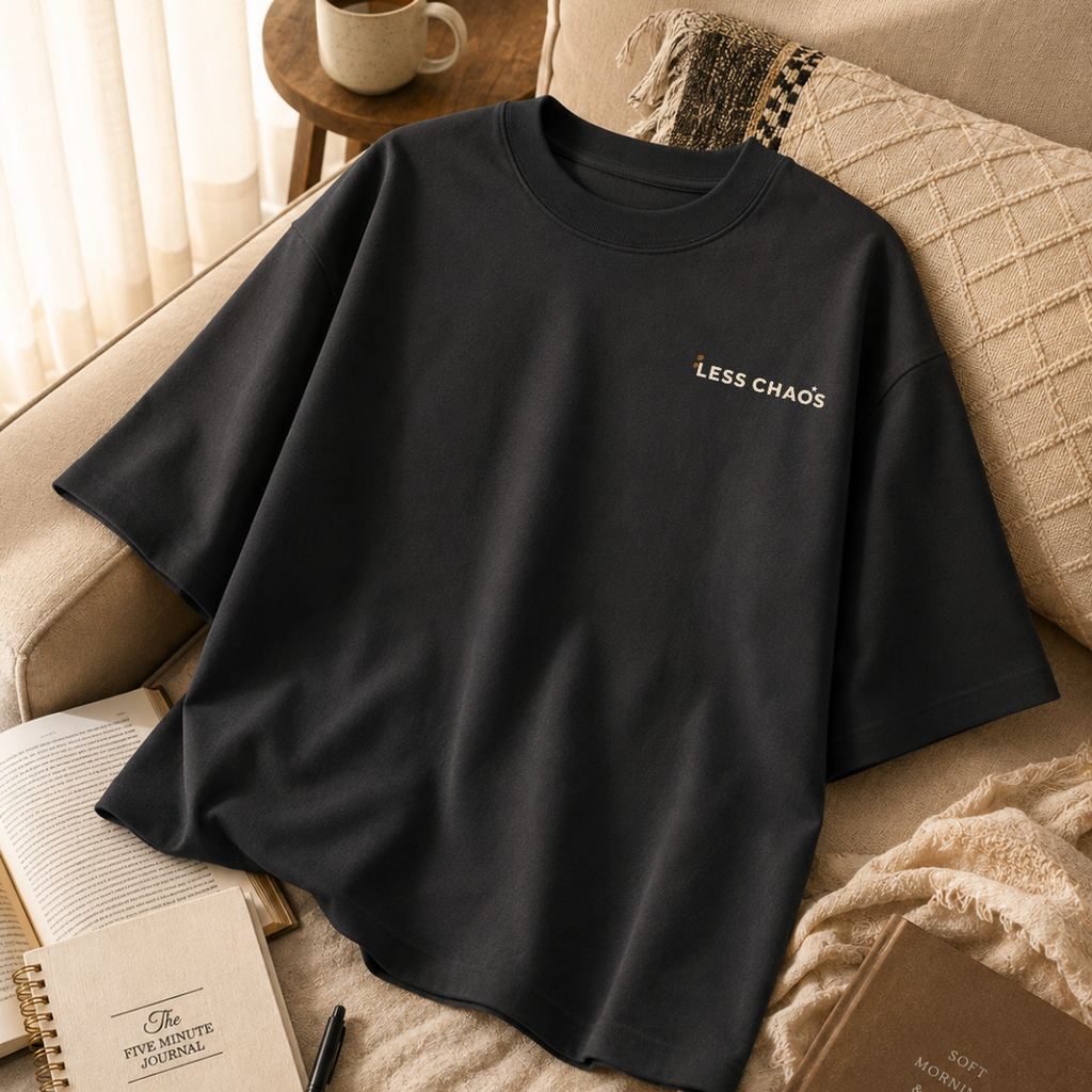 More Coffee, Less Chaos – Premium Oversized Boxy T-Shirt