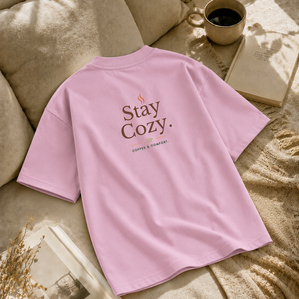 Stay Cozy™ Oversized T-Shirt | Coffee. Comfort. Slow Living.
