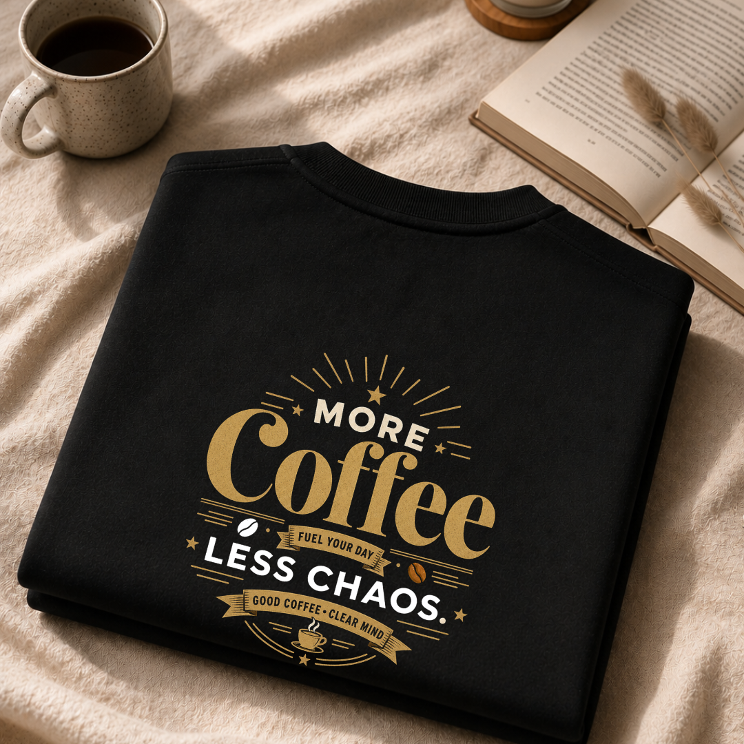 More Coffee, Less Chaos – Premium Oversized Boxy T-Shirt