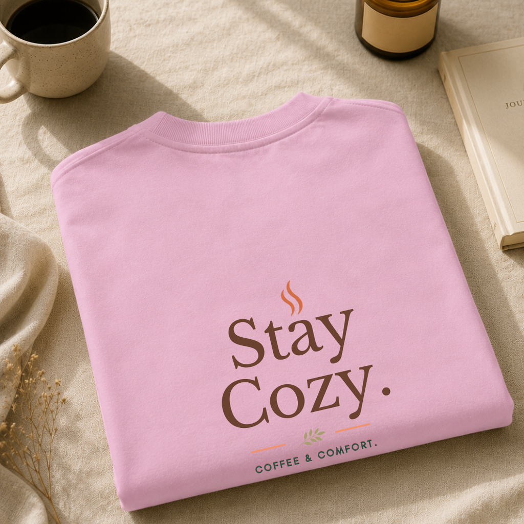 Stay Cozy™ Oversized T-Shirt | Coffee. Comfort. Slow Living.