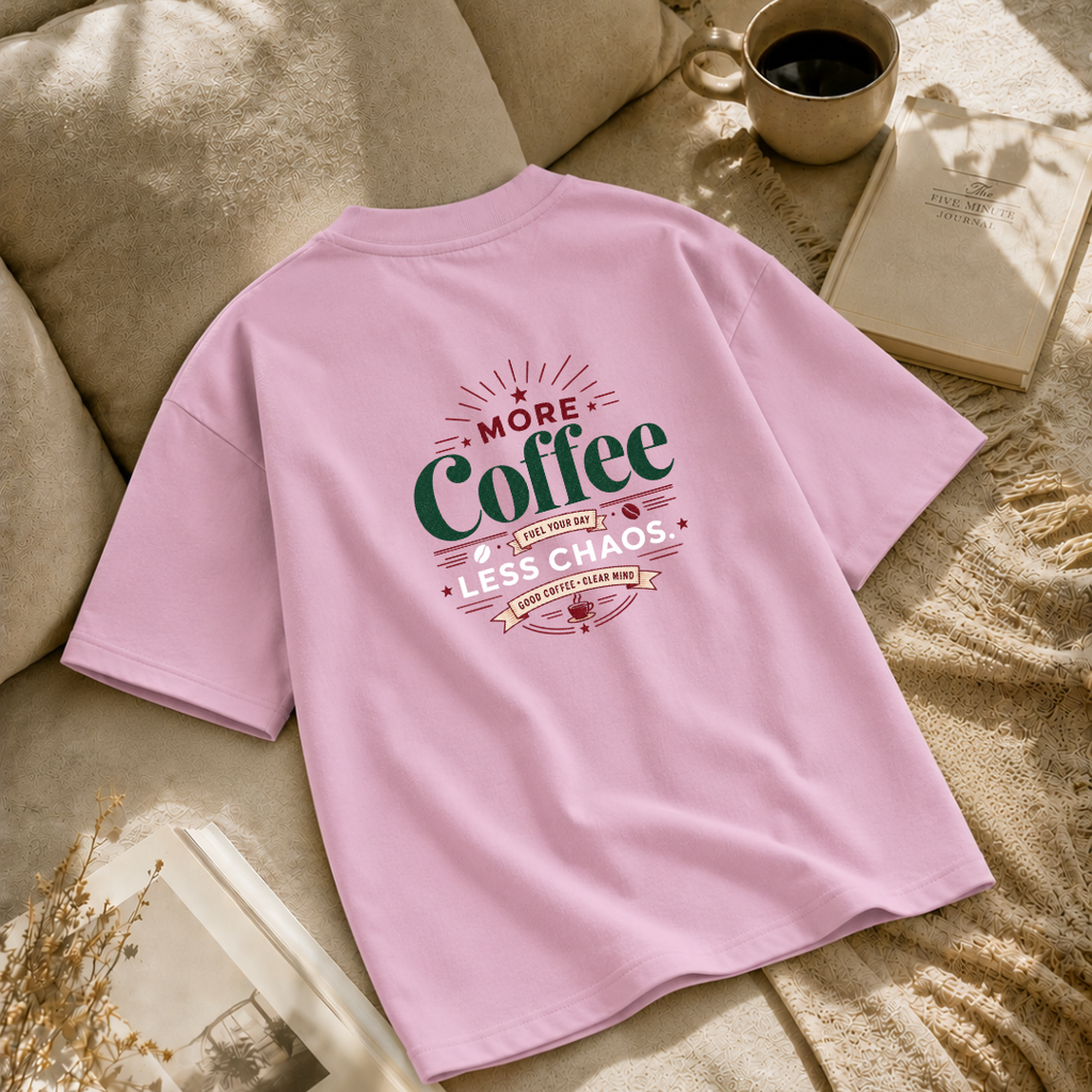 More Coffee, Less Chaos – Premium Oversized Boxy T-Shirt