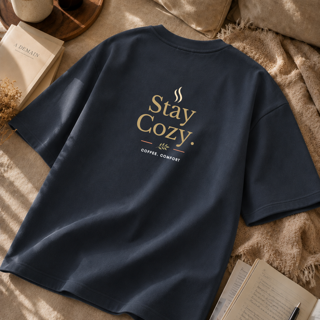 Stay Cozy™ Oversized T-Shirt | Coffee. Comfort. Slow Living.