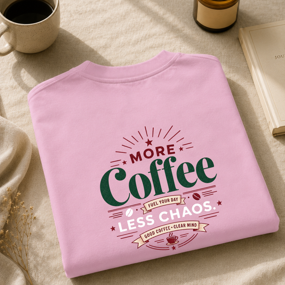 More Coffee, Less Chaos – Premium Oversized Boxy T-Shirt