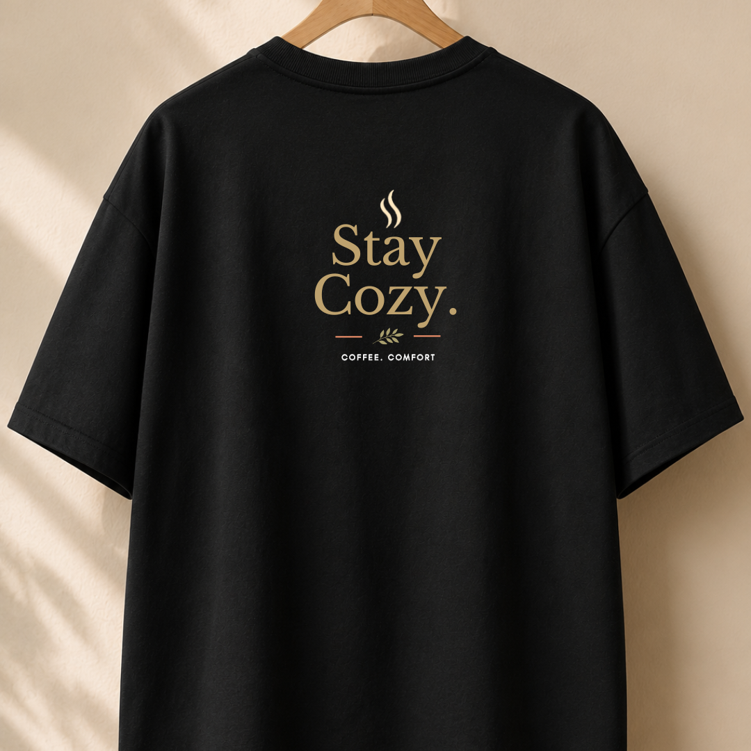 Stay Cozy™ Oversized T-Shirt | Coffee. Comfort. Slow Living.