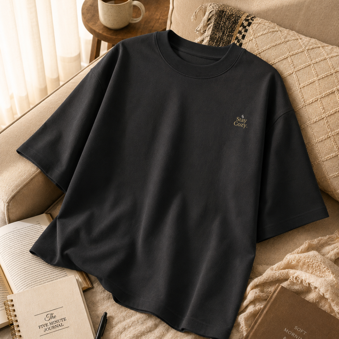 Stay Cozy™ Oversized T-Shirt | Coffee. Comfort. Slow Living.