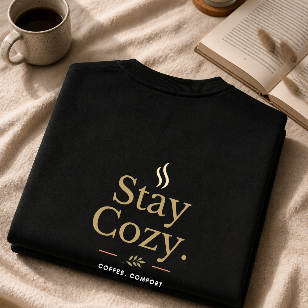 Stay Cozy™ Oversized T-Shirt | Coffee. Comfort. Slow Living.