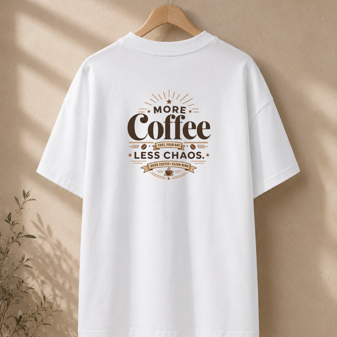 More Coffee, Less Chaos – Premium Oversized Boxy T-Shirt