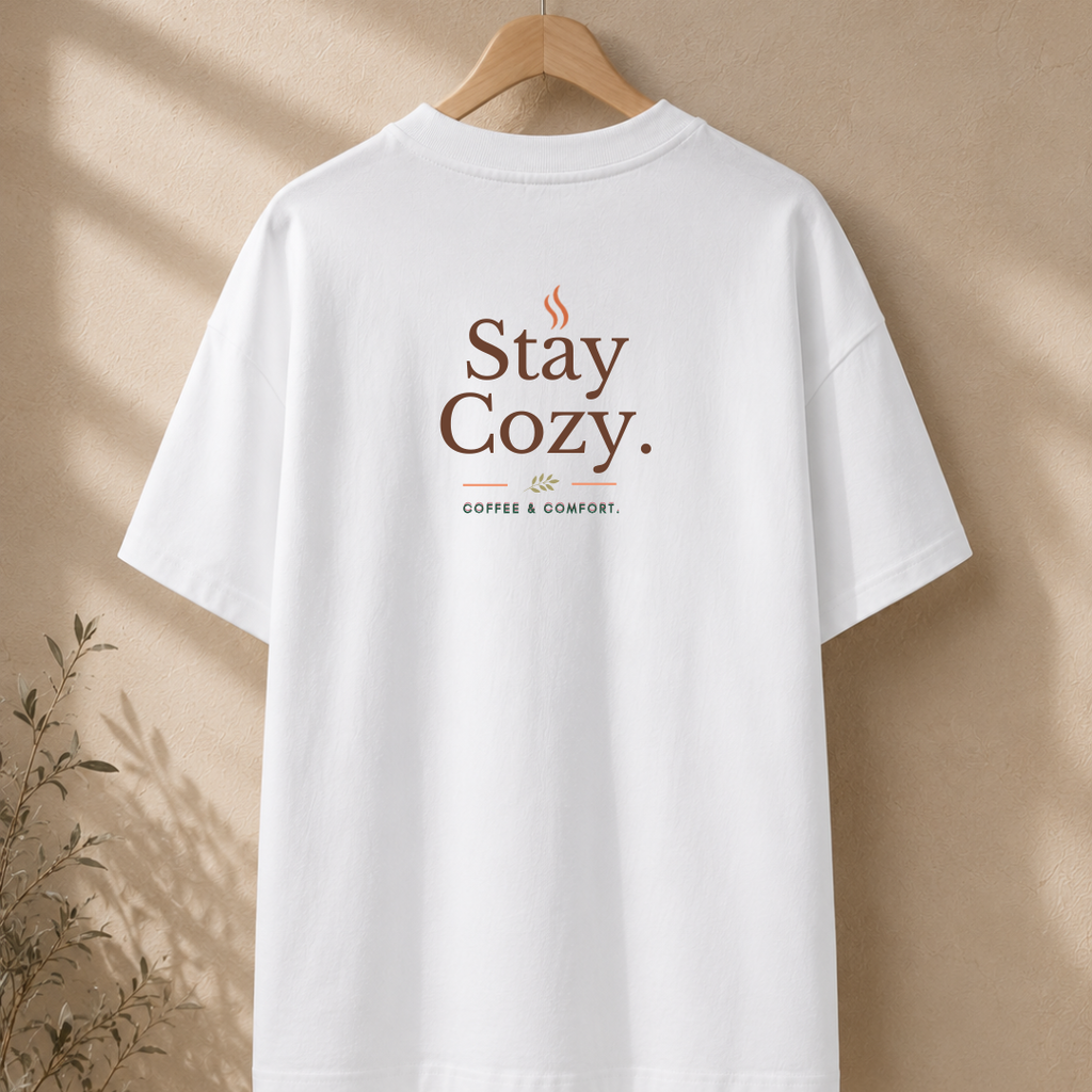 Stay Cozy™ Oversized T-Shirt | Coffee. Comfort. Slow Living.