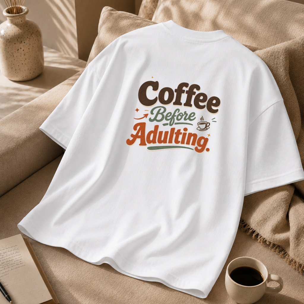 Coffee Before Adulting Oversized T-Shirt