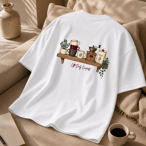 Little Daily Comforts Coffee Shelf Oversized T-Shirt