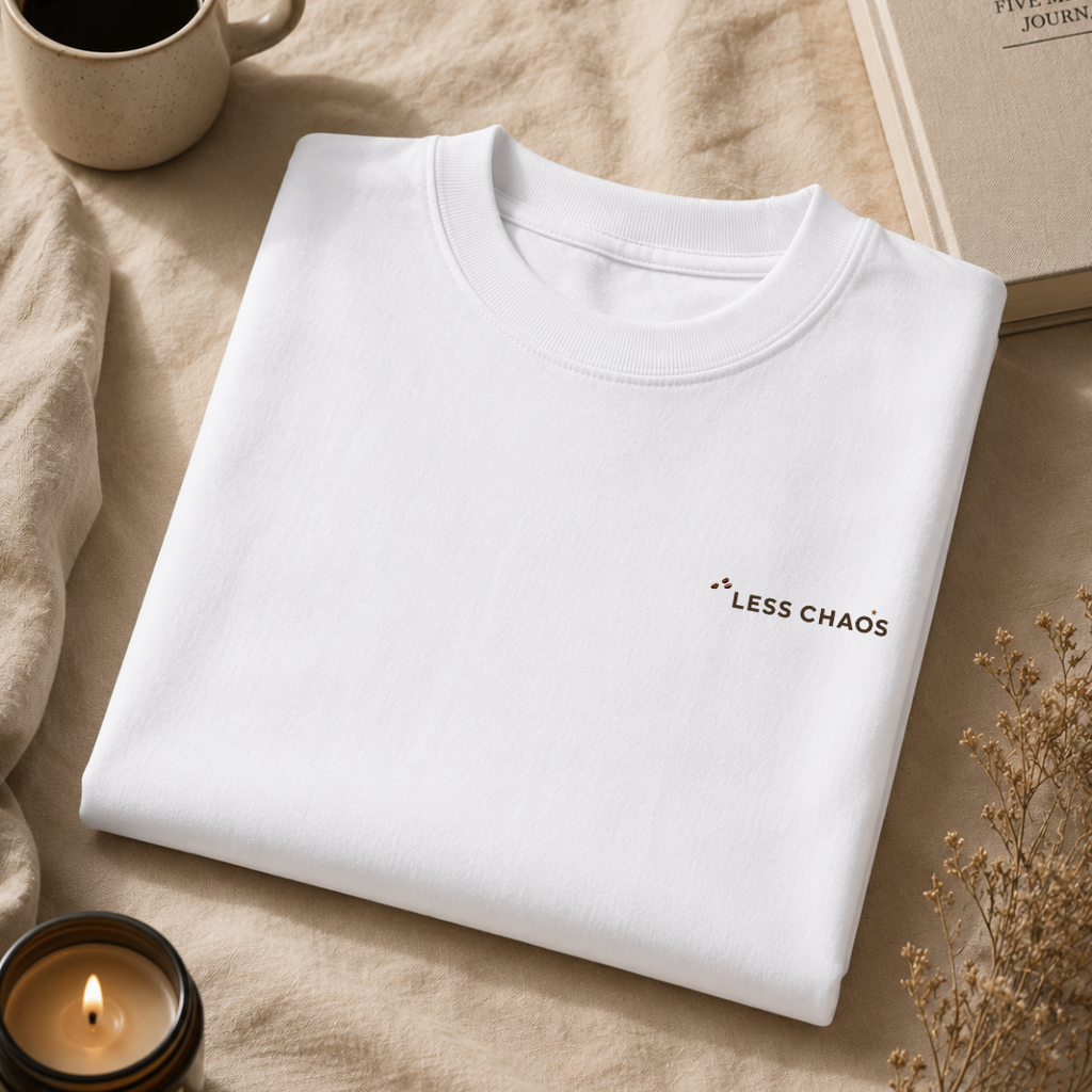 More Coffee, Less Chaos – Premium Oversized Boxy T-Shirt