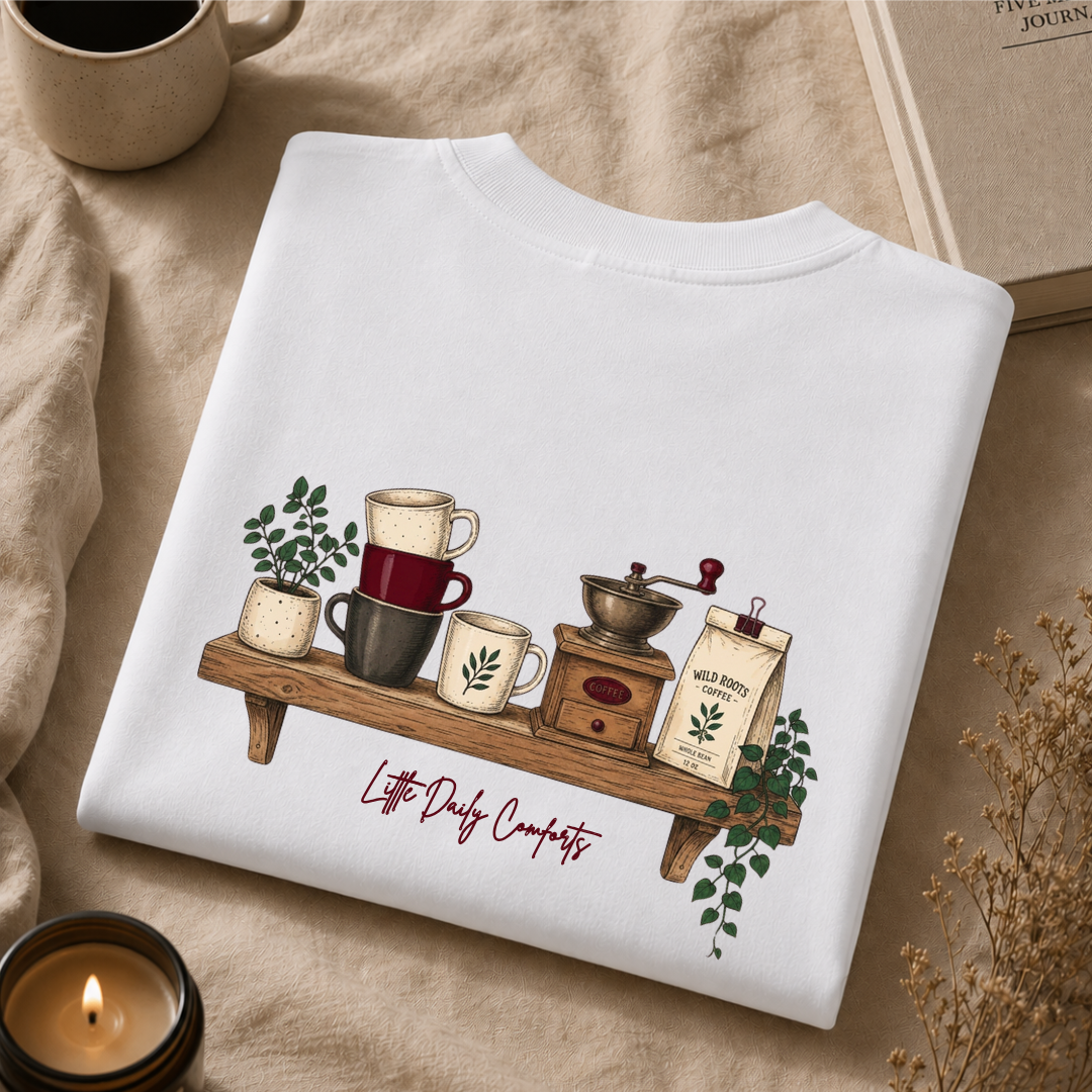 Little Daily Comforts Coffee Shelf Oversized T-Shirt