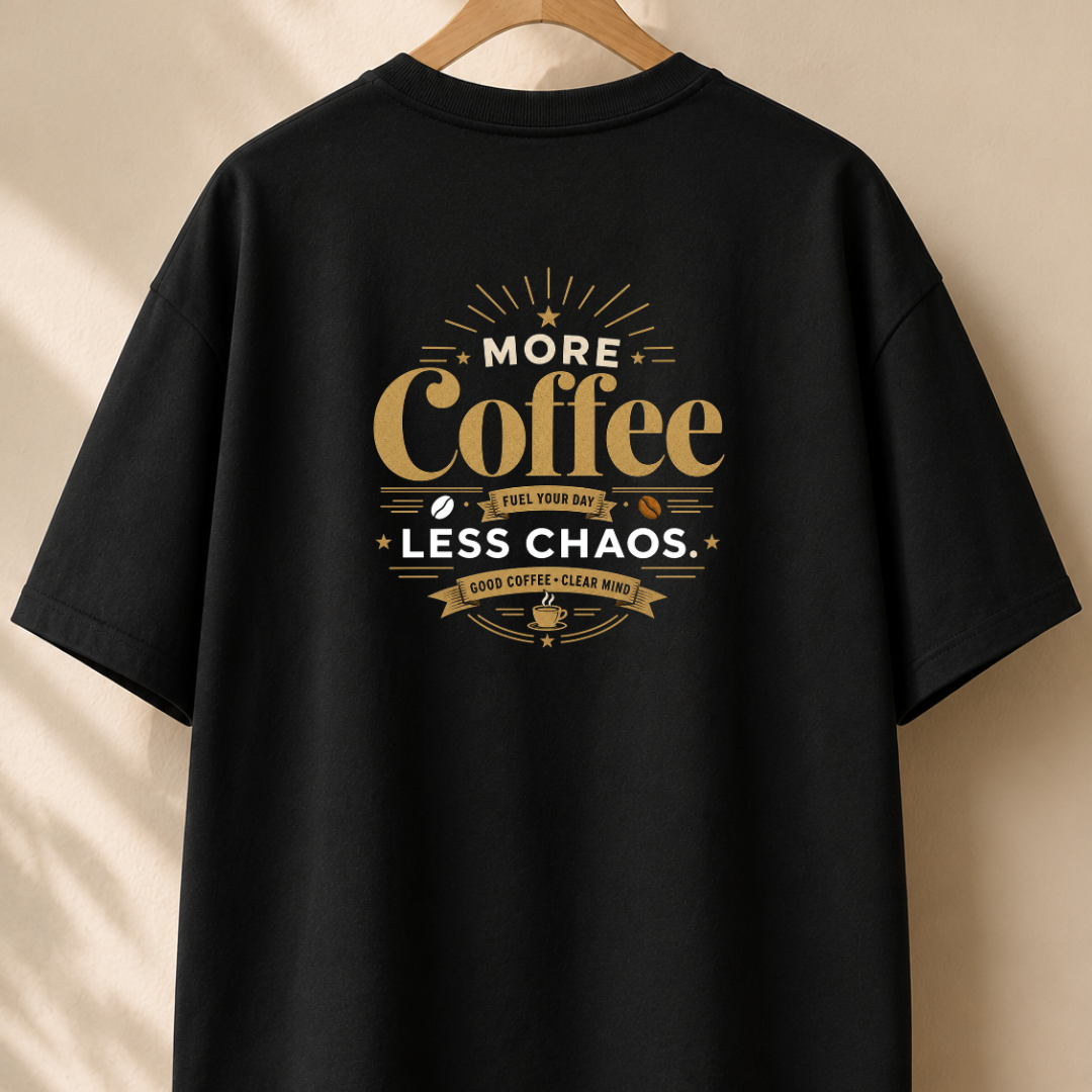 More Coffee, Less Chaos – Premium Oversized Boxy T-Shirt